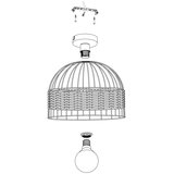 Eglo Anwick stropna svjetiljka E27, Ø38 cm, crna/ratan, 43398 | shoptok.hr