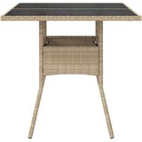  Vrtni stol sa staklenom pločom bež 90x90x75 cm od poliratana | shoptok.hr