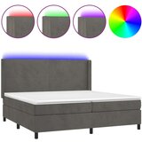  Box spring postelja z vzmetnico LED temno siva 200x200 cm žamet, (20788926) | Shoptok.si