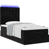 vidaXL Otomanski posteljni okvir z vzmetnicami črn 100x200cm žamet | Shoptok.si
