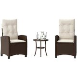vidaXL 3-dijelni bistro set s jastucima smeđi od poliratana | shoptok.hr