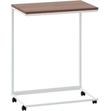vidaXL Stranska mizica s kolesi bela 55x35x70 cm konstruiran les | Shoptok.si