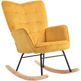 HOMCOM zibajoči stol vrvasta tkanina (100% poliester), bukov les, jeklo, pena 98G x 71Š x 101V cm Rumena, (5000242927) | Shoptok.si