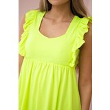 Kesi Dress with ruffles on the sides yellow neon | Shoptok.si