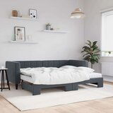 vidaXL Izvlečna dnevna postelja z vzmetnico tem. siva 80x200 cm žamet | Shoptok.si
