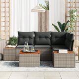 vidaXL Set vrtnog kauča od 5 dijelova s jastučićima siva poli ratan akacija | shoptok.hr