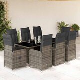  9-dijelni vrtni bistro set od poliratana s jastucima sivi Siva 190 x 80 x 75 cm | shoptok.hr