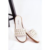 S. BARSKI Women's Leather Slippers With Decoration White Brien | ePonuda.com