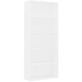 Maison Chic Knjižna omara - Knjižni regal 5-nadstropna bela 80x30x189 cm iverna plošča, (21725363) Cene