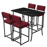 Hanah home Set Barski sto i 4 stolice Retro Burgundy Black | Eponuda.com