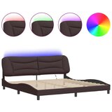  Okvir kreveta s LED svjetlima tamnosmeđi 200x200 cm od tkanine | shoptok.hr