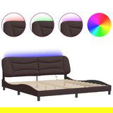  Posteljni okvir z LED lučkami temno rjav 200x200 cm blago, (21111602) | Shoptok.si