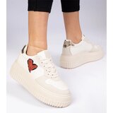 Gemre Beige women's sneakers with a glittery heart Laira | shoptok.hr