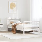 vidaXL Posteljni okvir z vzglavjem brez vzmetnice bel 100x200 cm | Shoptok.si