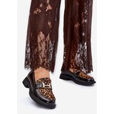 VINCEZA Leather Patent Loafers Leopard | Shoptok.si