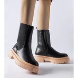 Gemre Black ankle boots on light pink sole Garden Cene