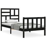  Posteljni okvir z vzglavjem črn 2FT6 trden les, (20735266) | Shoptok.si