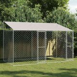vidaXL Kavez za pse Srebrno 400 x 200 x 256 cm Cinkani čelik Cijene