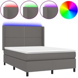  Krevet box spring s madracem LED sivi 140x200cm od umjetne kože | shoptok.hr