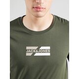 Jack & Jones Majica 'JJECorp' bež / temno zelena / off-bela | Shoptok.si