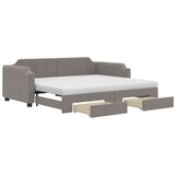 vidaXL Izvlečna dnevna postelja s predali taupe 90x200 cm blago, (20999211) | Shoptok.si