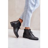 Zazoo 2964 Leather Ankle Boots On Flat Heel Black | ePonuda.com