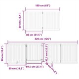  Vrata za pse s vratašcima 8 panela sklopiva 640 cm drvo topole Crna 80 x 90 x 2 cm | shoptok.hr