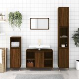 Maison Chic Kopalniška omarica - Kopalniški kabinet rjavi hrast 80x33x60 cm inženirski les, (21794597) | Shoptok.si