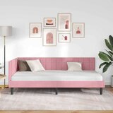  Kutni okvir kreveta s uzglavljem Ružičasta 100 x 200 cm Baršun | shoptok.hr