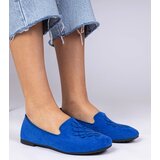 D/CEO marka niezdefiniowana Blue women's faux-suede ballet flats with embroidery Ronna Cijene