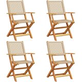  The Living Store Zložljivi vrtni stoli 4 kosi bež poli ratan in trden les - Vrtni Stol, (21461304) | Shoptok.si