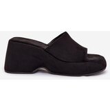 Boto Eco Suede Women's Slippers On Platform And Wedge Black Afisal | ePonuda.com