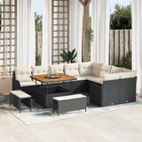 vidaXL set vrtnih sofe od 12 dijelova s jastucima Crna Poli Rattan Akacija, set vrtnih blagovaonica od 3 dijela s jastucima Crna Poli Rattan Akacija, 2-osobna vrtna sofa s jastucima Crna Poli Rattan | shoptok.hr