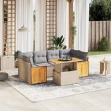 The Living Store Vrtna sedežna garnitura 7-delna z blazinami bež poli ratan - Vrtna Sedežna Garniture, (21469211) | Shoptok.si