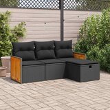 Maison Chic Seti vrtnega pohištva - Vrtna garnitura - Vrtni pohištvo set 4-delna z blazinami črna poli ratan, (21818672) | Shoptok.si