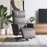  Masažni naslonjač od umjetne kože s osloncem za noge sivi | shoptok.hr
