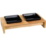 set zdjelica, keramika/drvo - 2 × 200 ml, D 28 × Š 15 × V 5 cm