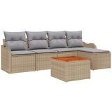 vidaXL 6-dijelni vrtni sofa set s jastučićima bež poli ratan akacija, 2-sjedna vrtna sofa s odlaganjem i jastučićima bež poli ratan Cijene