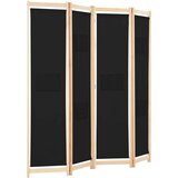 vidaXL Sobna pregrada s 4 panela od tkanine 160 x 170 x 4 cm crna | shoptok.hr