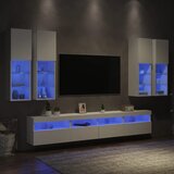  7-dijelni set zidnih TV ormarića s LED svjetlima bijeli | Eponuda.com