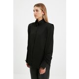 Trendyol X Sagaza Studio Black Ruffle Detailed Poplin Shirt | shoptok.hr