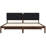 Krevetni okvir s tapiciranim uzglavljem Tamno smeđa i crna - tamno smeđa i crna 200 x 200 cm | shoptok.hr