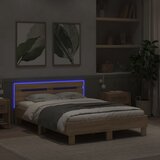  Okvir za krevet s uzglavljem i LED boja hrasta sonome 135x190cm | shoptok.hr