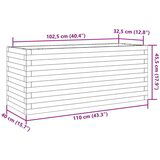  Vrtno cvetlično korito belo 110x40x45,5 cm trdna borovina | Shoptok.si