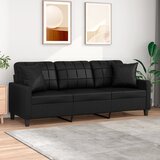 vidaXL Trosjed s ukrasnim jastucima crni 180 cm od umjetne kože | Eponuda.com