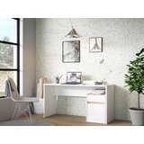 CARRYHOME PISALNA MIZA umetna masa, leseni material bela, barve hrasta | Shoptok.si