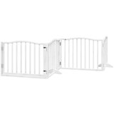 vidaXL Ograda za pse z vrati zložljiva 8 panelov bela 640 cm les | Shoptok.si