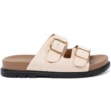 Shelvt Stylish light beige flip-flops with suede trim Cene