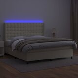  box spring s madracem LED krem 160x200cm od umjetne kože | shoptok.hr