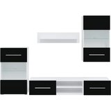TV jedinice od 5 dijelova s LED rasvjetom Mat crno | Eponuda.com